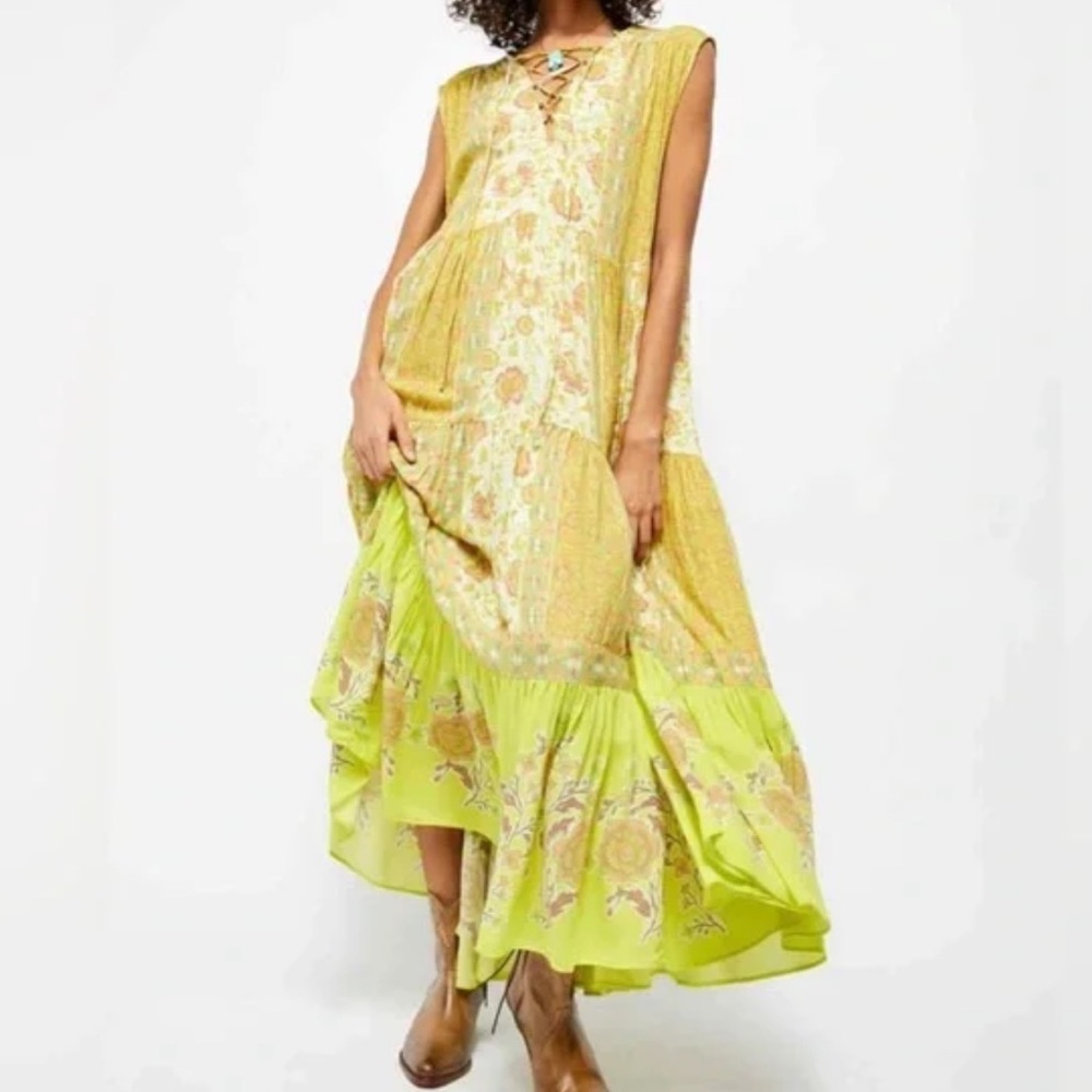 NWT Free People Hanalei Bay Yellow Maxi Size M as Seen on Episode 6 Home Town - Picture 14 of 16